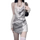 
Chaomengcheng American retro sexy hot girl fake two-piece sleeveless shirt for women in summer new tight outerwear vintage printed top XZ#9227 White M