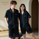 Shaqian couple pajamas summer cool cotton high-end girls short-sleeved simple black men's summer home wear