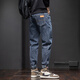 Jeans Men's Spring y Summer Nuevos pantalones elásticos de piernas rectas sueltas de moda harren pantalones casuales 6621 negro + 6621 azul 32