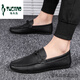 Specht Beanie Schuhe Herren neue Männerschuhe Sommer atmungsaktiver Trend Britische Freizeitlederschuhe Herren echte Leder D826 Brown 40
