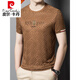 Pier Cardin 2025 Summer nuevo camiseta de seda de mulberry jacquard para hombres cuello redondo de manga corto
