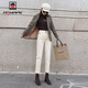 AEMAPE2025 Women's Wear plus Fleece Jeans Femme Spring et automne d'automne Small Bee White High Taon Pantal