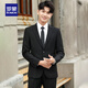 Luo Meng suit suit men's Korean version slim fit jacket groomsman groom wedding business professional formal small suit men two-button black top + trousers + shirt + tie 3XL