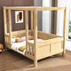 Vipero Stiefbettbettbett chinesische anpassbare Vollholz-Doppelbett moderne einfache B & B-Vierjägerbett 1,8 Meter Main-3-Seiten-Leitplanke Rotbraun verbessertes Modell 1350*1900