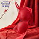 Embry Song Yi's same style rose comfort cup set, small breast push-up bra, no wire underwear for women New Year's gift, all the way flower set - red RED 70B