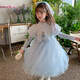 Annie Youer Girls Elsa Princess Dress Autumn Sweater Skirt Children's Dress Autumn and Winter Frozen Girl Elsa Dress Blue Velvet 110