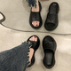 Phoenix usa zapatillas de suela gruesa para mujeres para el verano 2024 nuevas tendencia de moda de flores cruzadas de alta altura Sandalias de tacón alto 37-38