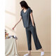 Modal Pajamas Summer Summer Pantalones cortos de manga corta Fina 2025 Conjunto de ropa casera nueva con almohadillas en el pecho para ropa exterior YM841 Gray 2xl