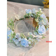 VAN CRUDE ANNORA garland headdress forest style handmade flowers fairy bridal headdress simulated blue garland photo studio travel shooting location bridesmaid green leaf pointed garland