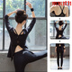 Wenpo Yoga Wear Set Female Fairy Style High-end Professional Pilates Sports Internet Celebrity Style Gym Quick-Drying HB56 Black + D15 Black + AY05 Black