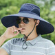 Manqi Meiya sun hat men's 15 large brim hat men's outdoor sun protection hat summer sun hat fishing hat for men [waterproof quick-drying fabric 15cm] black