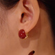 Mansheng red bean earrings for women, retro Hong Kong style red earrings, no piercing, no punching, mosquito coil ear clip, ear buckle birthday gift, a pair of lovesick red bean earrings