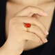 Haikai Ring Women's South Red Agate Ice Red Ring 18 Gold Luxury Jewelry Valentine's Day Birthday Gift for Wife No. 18-24 Ring (Remarks on Photo)