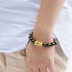 Tico Green Jade Inlaid Pure Gold Lucky Pixiu Gold Bracelet Men's Zodiac Year Transport Beads Black Agate Bracelet