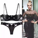 Victoria Palace Plus Size Bra Thin Cup Sexy Lace Half Cup Push Up Bra Thong Underwear Set Women's Small Bra Black M