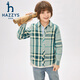 HAZZYS brand children's clothing boys' shirt spring new style comfortable soft pointed collar thin fashion simple casual long-sleeved shirt truffle green 145