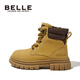 Belle Kinderschuhe Mädchen britische Stil Martin Boots 2024 Herbst neue Jungen Boots Baby Mode Lederstiefel Kies Kamel 27