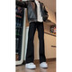 
7 high-quality black side zipper jeans men's summer tall American high street vibe pants casual workwear micro-flare pants DFFS-724 black M