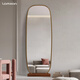 Lemxon full-body mirror floor-standing mirror household with base Internet celebrity bedroom dressing mirror ins style clothing store glass fitting mirror [log wood color base + border] width 45*160cm