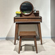 Feile Xiong walnut solid wood dresser modern simple home master bedroom dressing table storage cabinet integrated small dressing table walnut dresser + makeup stool 80*40*130cm