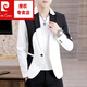 Pierre Cardin (pierre cardin) black and white color matching suit for men, spring and autumn trendy Korean version with personalized design, handsome and slim fit small suit jacket summer long-sleeved white 2XL 180 suitable for 135-145Jin Jin equals 0.5 kg