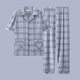 
Heyu men's pajamas men's short-sleeved summer thin cotton teenage pajamas men's plus size spring and summer home clothing set G3881 blue (short-sleeved) 175 L [recommended 100-120 Jin [Jin equals 0.5 kg]]