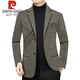Pierre Cardin 2025 Autumn and Winter High-end Woolen Suit Men's Jacket New Young and Middle-aged Business Casual Slim Suit Brown XL 180