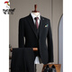 Woodpecker (TUCANO) fashionable Korean suit men's three-piece wedding groomsmen suit professional formal work suit men's suit 9992 black (suit + trousers) 52/XL (125-135 Jin Jin equals 0.5 kg)