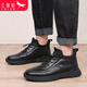 Red Dragonfly brand men's shoes, youth leather shoes, men's small black shoes, wear-resistant velvet warm business casual shoes for men WXA330551