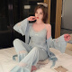 莫代尔春季性感带胸垫冰雪丝睡衣女2025新款长袖春夏家居服吊带三件套 9226-2粉色 【两件套】 M 【80-100斤】