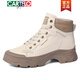 Cartelo Crocodile (Cartelo) plus Bottes en velours Martin pour femmes 2025 Nouveau automne et hiver Sole Sole en cuir doux Bottes courtes rétro High Top Sneakers JST 11255 Thé lait 35