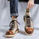 KGV Martin Boots Herren neue britische Stil atmungsaktive High-Top-Schuhe dicker Sohle Erhöhung Arbeitstiefel Trendy Denim Boots Herrenstiefel gelbe Erhöhung 41 Standard Lederschuhgröße