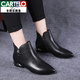 Cartelo High-End 2022 Neue Herbst Flat Short Stiefel für Frauen speicherte Zehen mit niedriger Ferse große echte Leder-Frauenstiefel Frühlings- und Herbst-Single-Stiefel Frauen-Knöchelstiefel Neues Produkt Schwarz Single 39