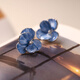Sili non-pierced ear clips water mist blue iris French retro flower earrings high-end niche design temperament earrings mosquito coil ear clips