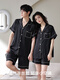 Catman (MiiOW) couple pajamas one man and one woman ice silk summer new high-end short-sleeved cardigan can be worn outside home clothing suit 6218-Men [Couple pajamas set ice silk style] XL [Please refer to the details page for details]