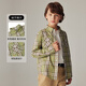 E LAND KIDS autumn new boys' college style pattern double patch pocket shirt OLIVE GREEN olive green/79 130 cm