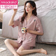 
Modal 2025 new cotton pajamas women's short-sleeved shorts summer thin cotton summer cardigan home clothing set N 9889 L (100-120Jin [Jin equals 0.5 kg])