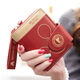 KUQIDAISHU Women's Wallet Student Korean Short Folding Cartoon Zipper Coin Wallet Fashion New Women's Clutch Card Bag Red