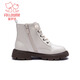 Fuluo Mi girls Martin boots winter new fashionable versatile short boots children's campus small leather boots off-white 32
