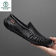 
Woodpecker Beanie Shoes Men's Summer Soft Leather Hollow Breathable British Style Business Casual Ice Leather Shoes Soft Sole Driving Lazy Shoes 9901 (Breathable) Brown 38 [Standard Leather Shoe Size]