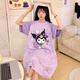 Aifenrou Sommernachthemd für Frauen dünne reine Baumwolle Kurzarm niedliche Cartoon mittelgroße großgröße große Sommerschwangerinnen losen Pyjamas Kleid 723 Lorbeerhund T XL Gewicht 115-135jin [Jin entspricht 0,5 kg]