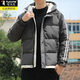 Woodpecker Men's Cotton Clothes Autumn and Winter New Style Hooded Cotton Jacket Loose and Versatile Down Cotton Thickened Short Top Black XL Recommended Weight 125-140Jin Jin is equal to 0.5 kg