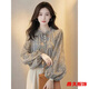 Meianjia temperament fashionable French floral top spring and autumn new style unique and unique long-sleeved shirt picture color L 110-125