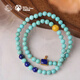 Potala Palace Orphan Turquoise Beeswax Bracelet Lapis Lazuli Transfer Bead Multi-circle Bracelet Beaded Birthday Gift for Men and Women