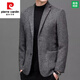 Pierre Cardin Casual Wool Blazer für Männer 2025 Frühlings- und Herbst-einteilige einköpfige Business-Profi-Woll-Woll-Top Black Grey 3xL Empfohlen 175-190jin [Jin ist gleich 0,5 kg]