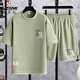 
Woodpecker (TUCANO) ice silk t-shirt men casual sports suit summer letter printing half-sleeved men teen short-sleeved shorts two-piece set T K1301 black [top + pants] M