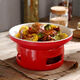 Duo Meiran hotel ceramic casserole dry pot pot commercial restaurant alcohol stove heating candle insulation open stove pot small hot pot 9-inch red (dual ears) shallow pot + stove base round body