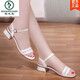 
Woodpecker White Sandals for Women 2025 New All-Match Women's Shoes Black Genuine Leather Soft Sole Mom Shoes Comfortable Black q683-4 cm 34