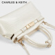 CHARLES/KEITH Fashion Crocodile Pattern Handheld Kelly Bag Women's Bag Birthday Gift CK2-30782470-1 CK2-30782470-1 Milk White Medium Bag
