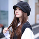 Thousands of charming cloud hat pleated women's autumn and winter new face little British retro casual octagonal hat versatile beret women's winter brown